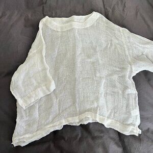 J. Jill white linen sheer boat neck top
